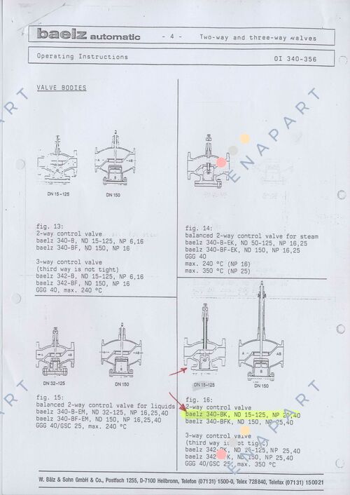 340-B.K  Управляващ клапан с устройство, монтирано