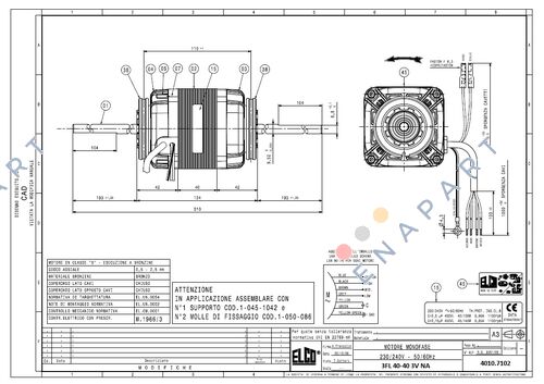 108206 / 1BT 40-40 3V NA 230V 50/60Hz МОТОР НА ВЕНТИЛАТОРА