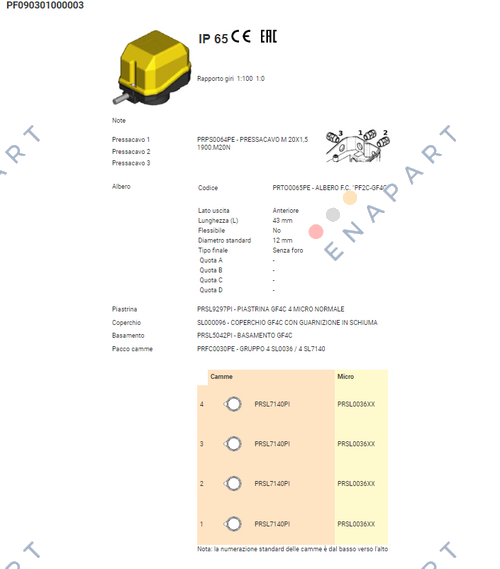 GF4C / PF090301000003 Краен ротационен превключвател